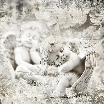 sleeping angels decoupage paper