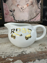 Ceramic mini jug with gold rose word