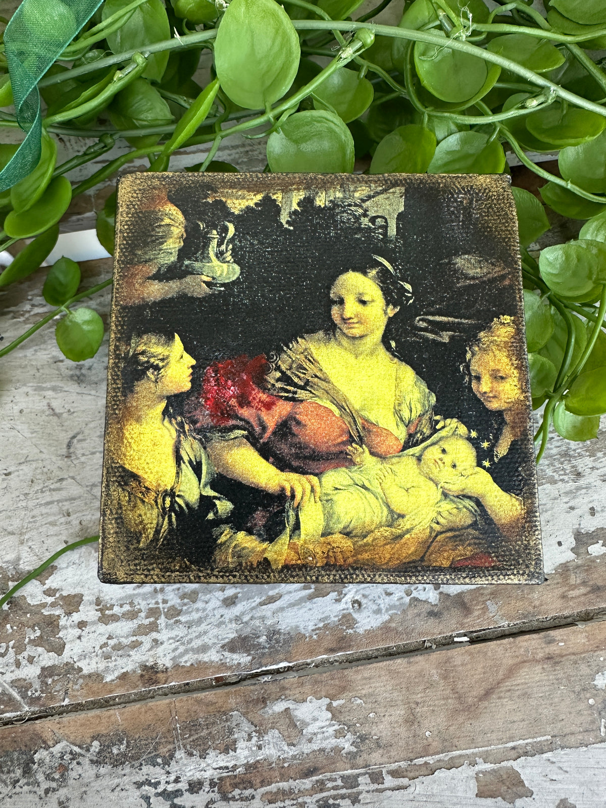 Beautiful vintage canvas art block red