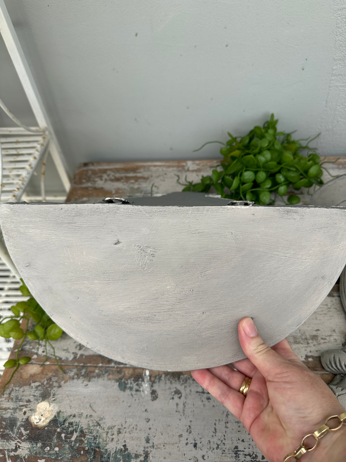 Wooden Plinth shelf in rustic grey