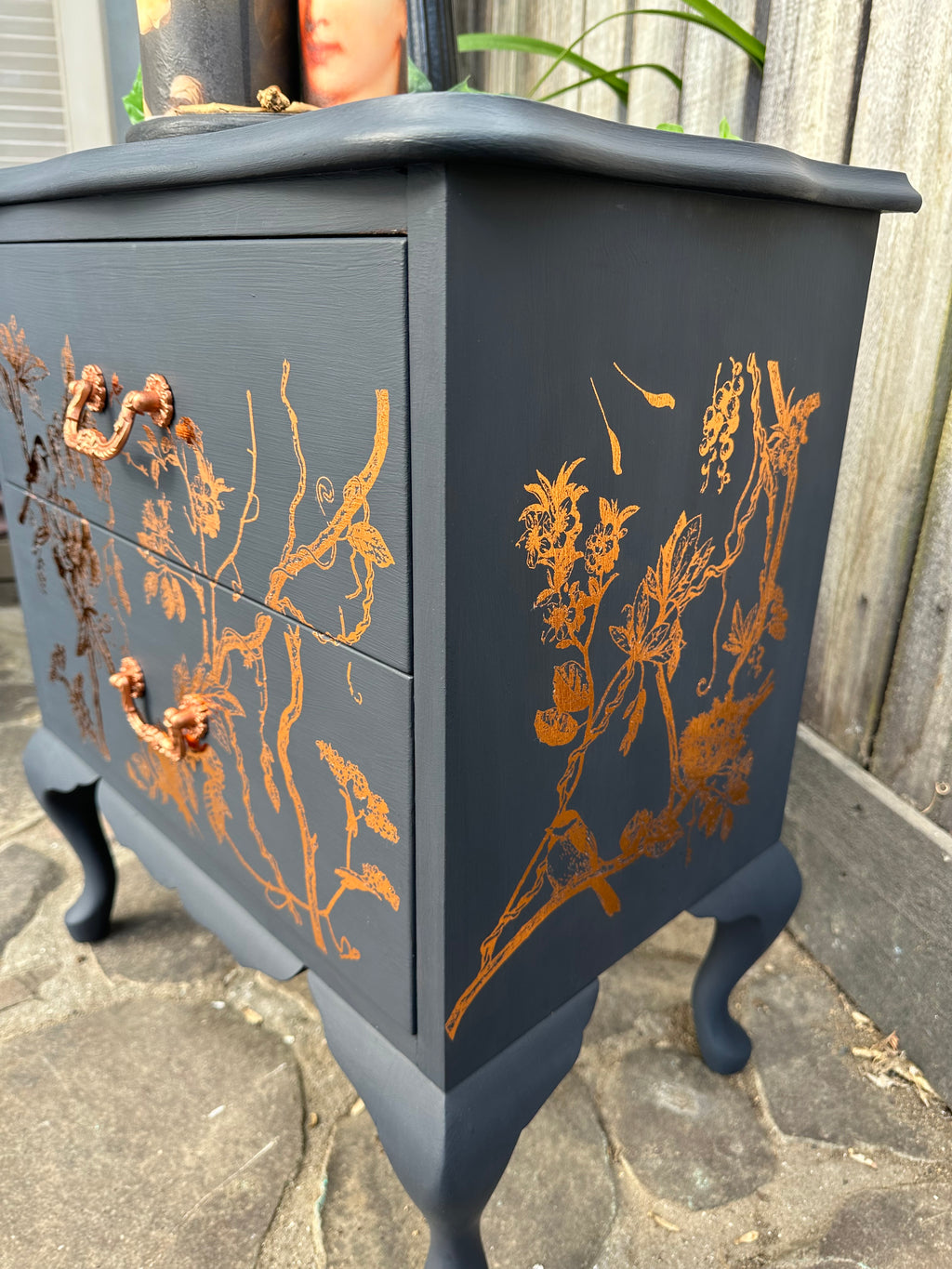 Ocean Trench Bedside table with Copper