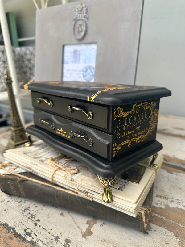 Black & Gold keepsake box with legs