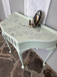 Mint & Silver Bird Demi Lune Table