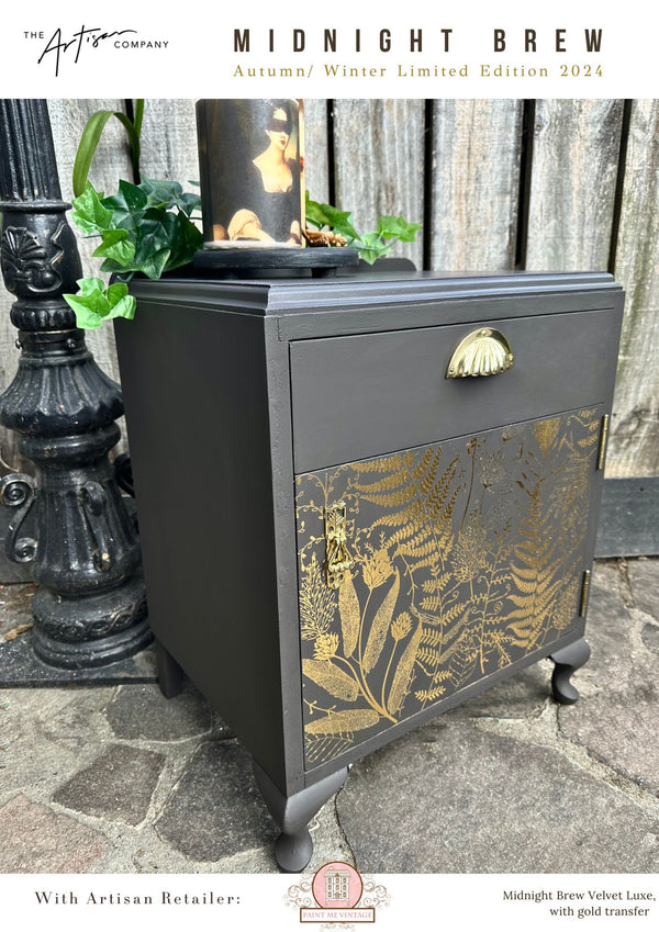 Midnight Brew Bedside table with Gold