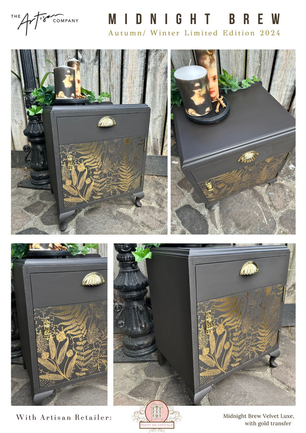 Midnight Brew Bedside table with Gold