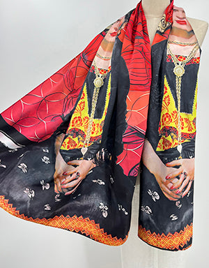 Frida Red Butterfly Scarf & Artwork I The Villa Collection