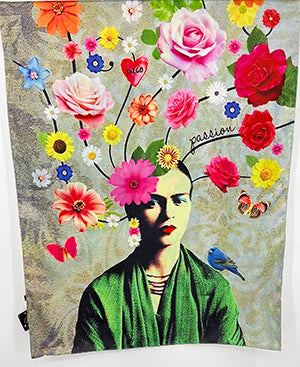 Frida Latte Flowers Scarf & Artwork I The Villa Collection