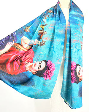 Frida Scarf Teal & Artwork I The Villa Collection