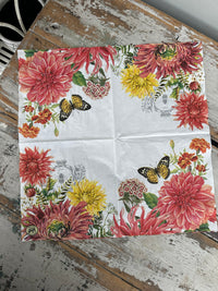 Dahlias & Bee Napkin for Decoupage