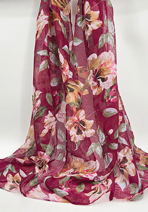 Rebecca Floral Scarf Sangria I The Villa Collection