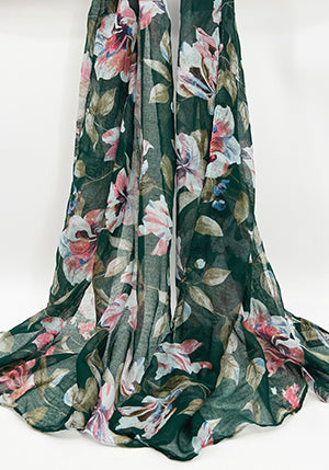 Rebecca Floral Scarf Forest I The Villa Collection