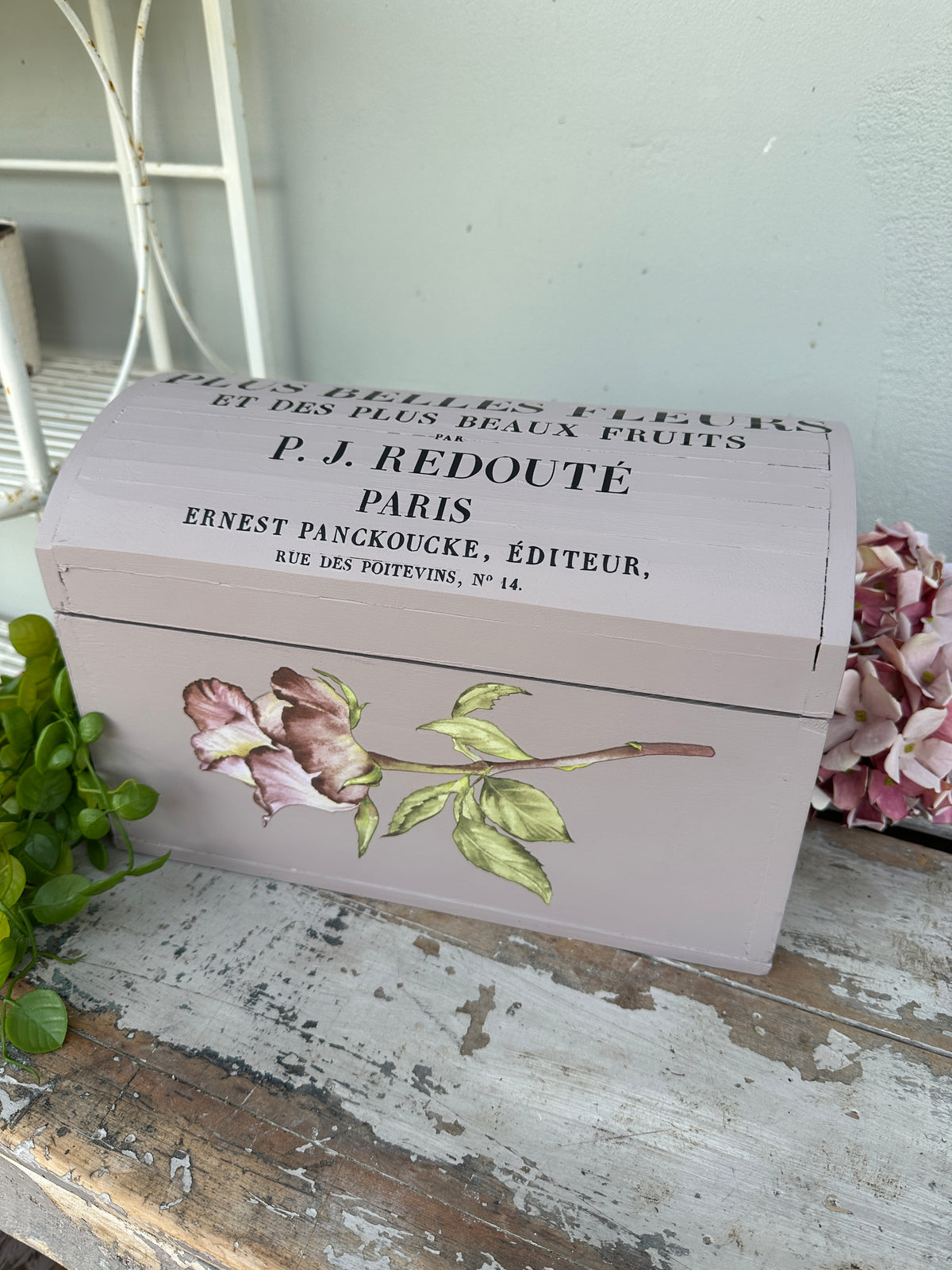 Lilac and Floral old chest