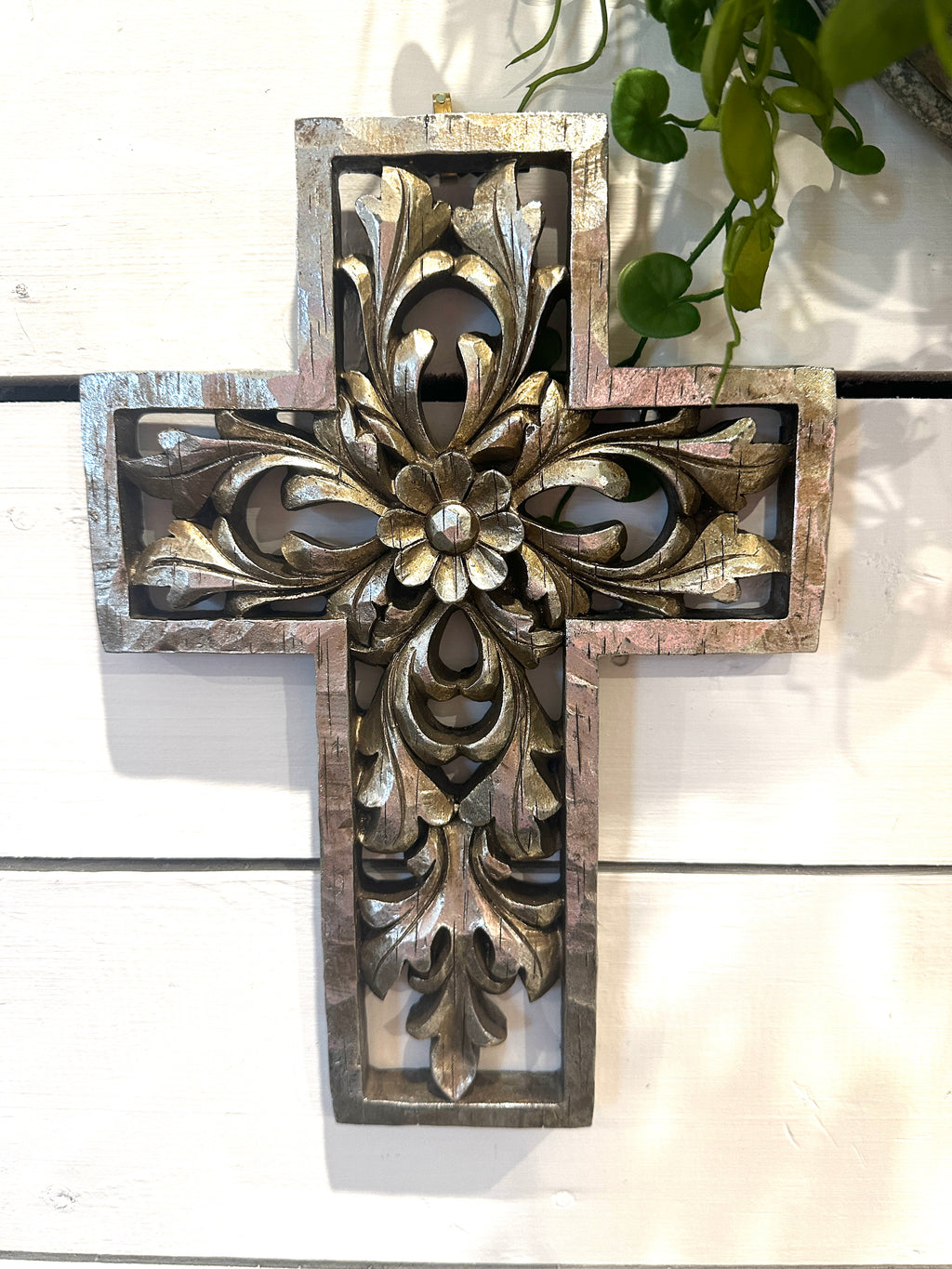 Cross Floral Champagne filigree