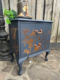 Ocean Trench painted Bedside table with Copper