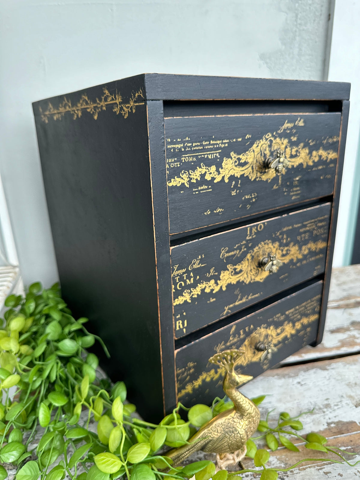 Carbon Black & Gold Storage Drawers