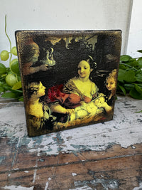 Beautiful vintage canvas art block red