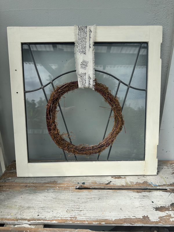 Hanging Vintage cabinet lead glass door