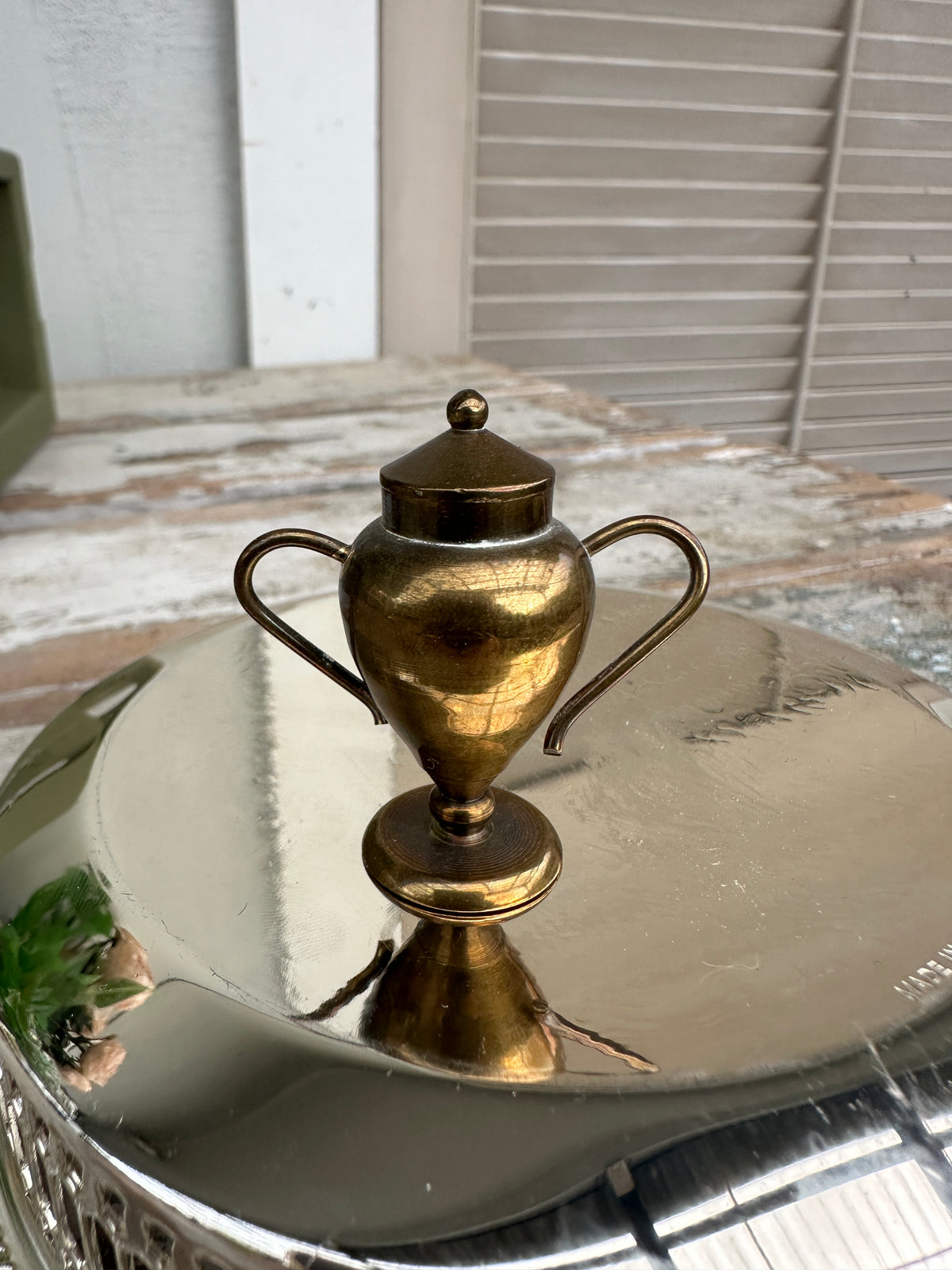 Mini brass/copper genie jug