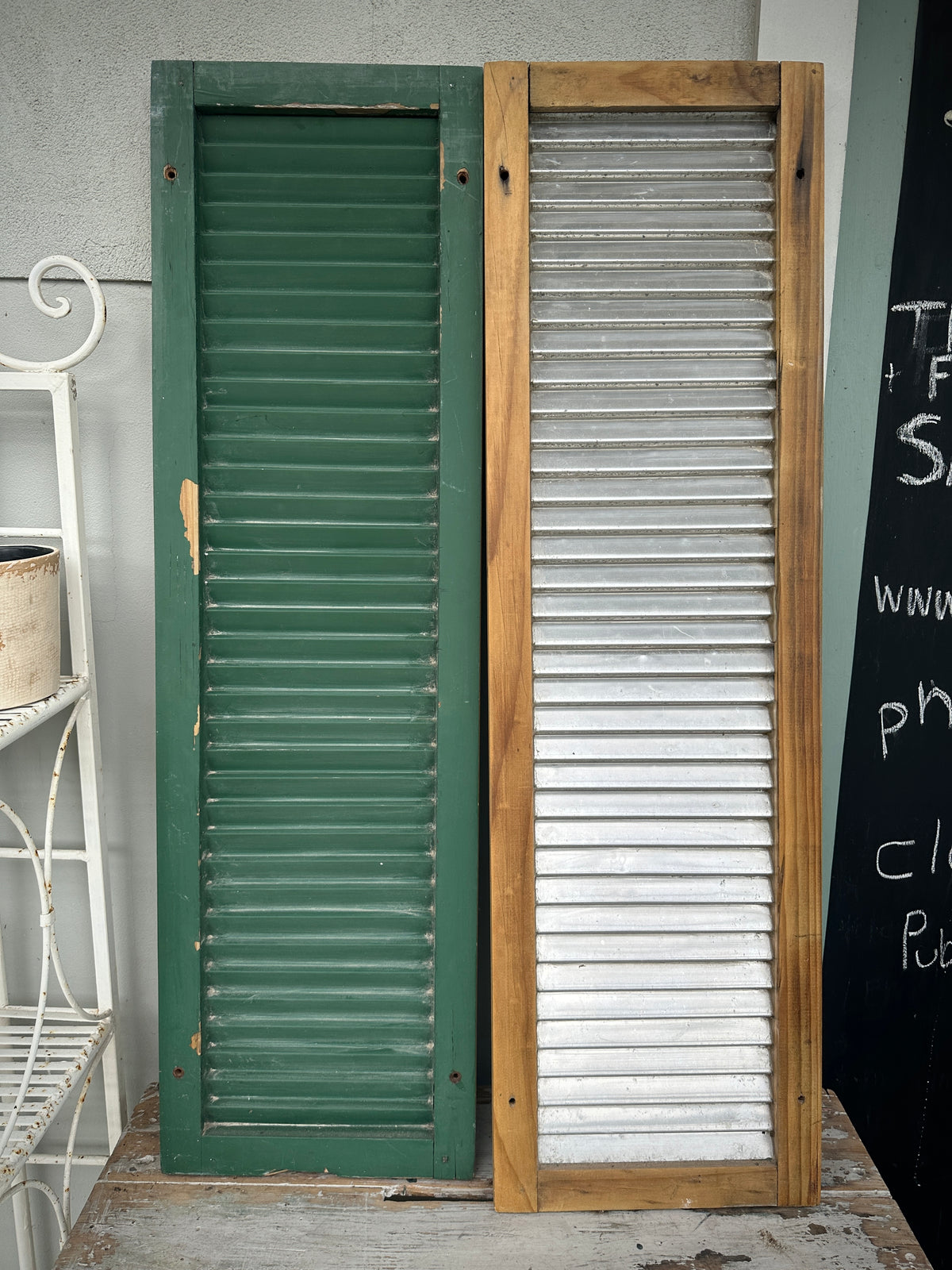 Large Shutters chippy green and metal