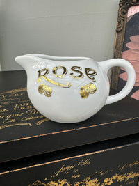 Ceramic mini jug with gold rose word