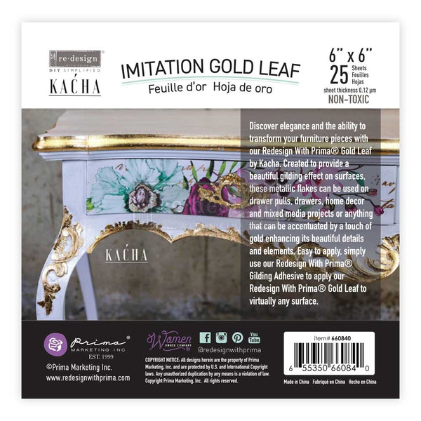 Kacha imitation Gold Leaf sheets - Redesign with Prima nz