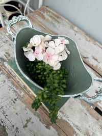 Green & White floral tinned Bowl