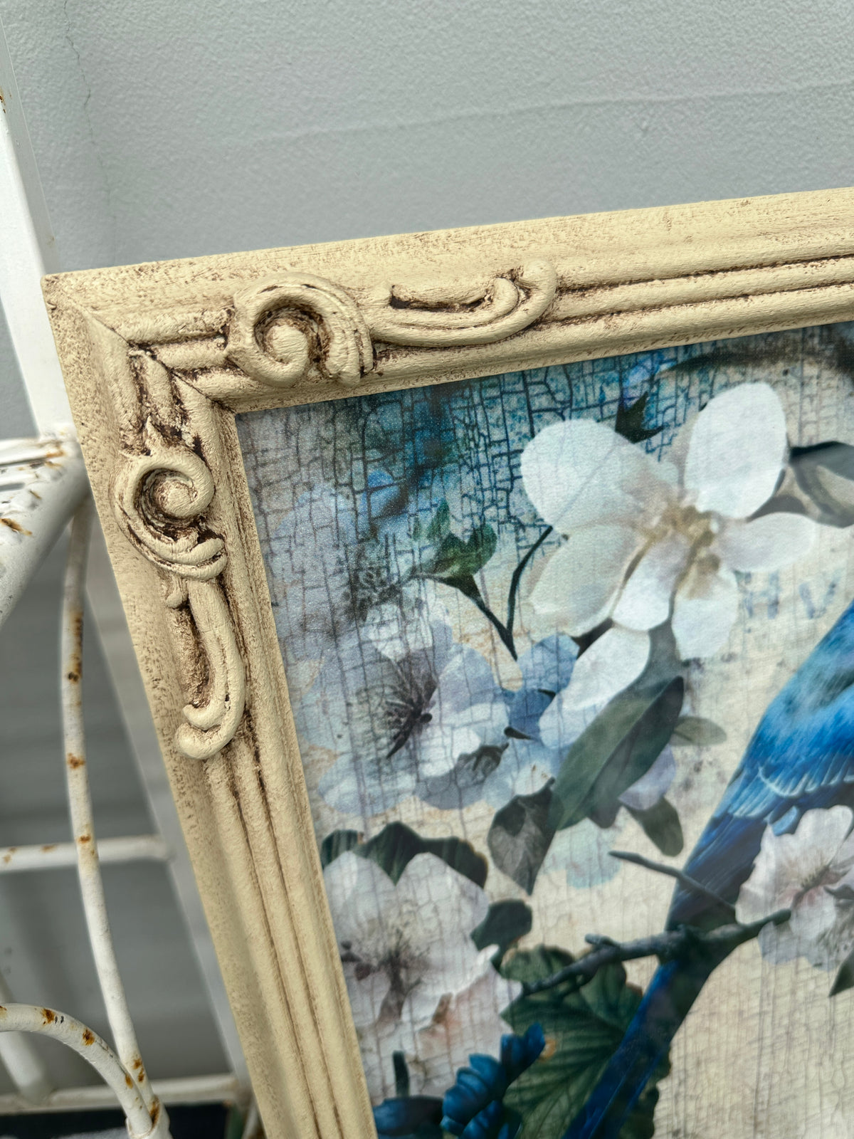 Imperfect cream Frame w  Sapphire Birds