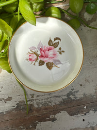 Trinket dish pink & gold bone china