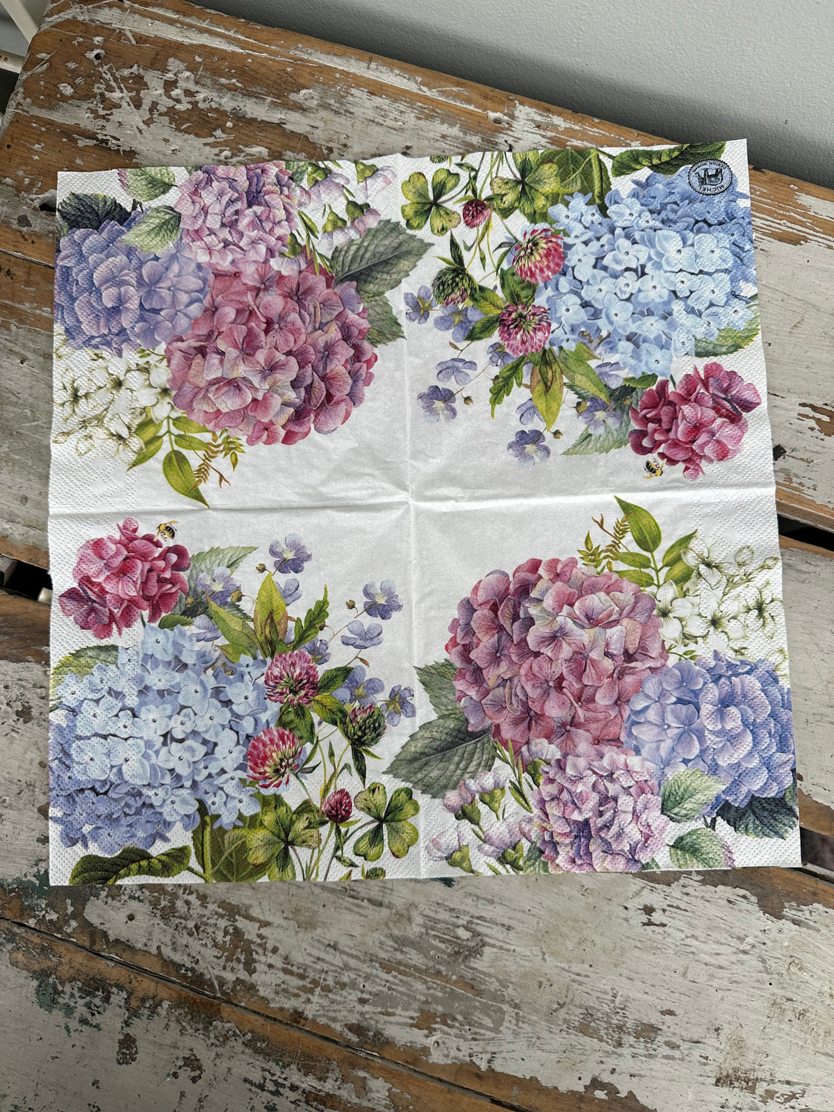 Classic Hydrangea Napkin for Decoupage