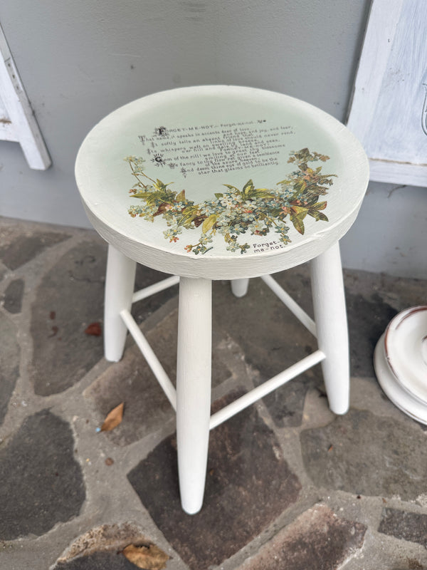 Stool table White & Duck Egg floral