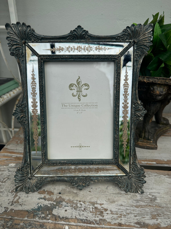 Ornate mirror edged photo frame