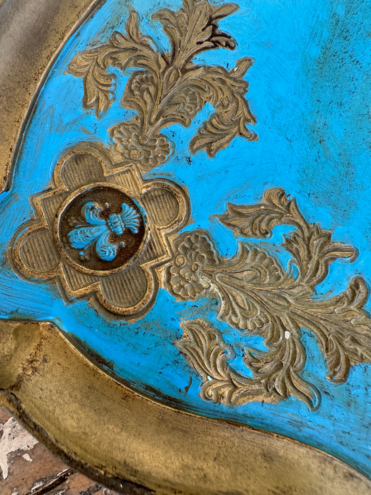 Turquoise and Old Gold Florentine table top