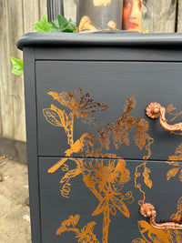 Ocean Trench painted Bedside table with Copper