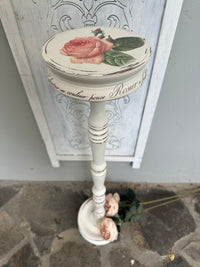 Tall Wooden Stand White & Floral