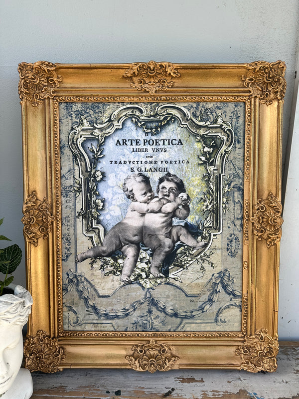 Cherub Framed Artwork decoupage