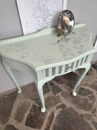 Mint & Silver Bird Demi Lune Table