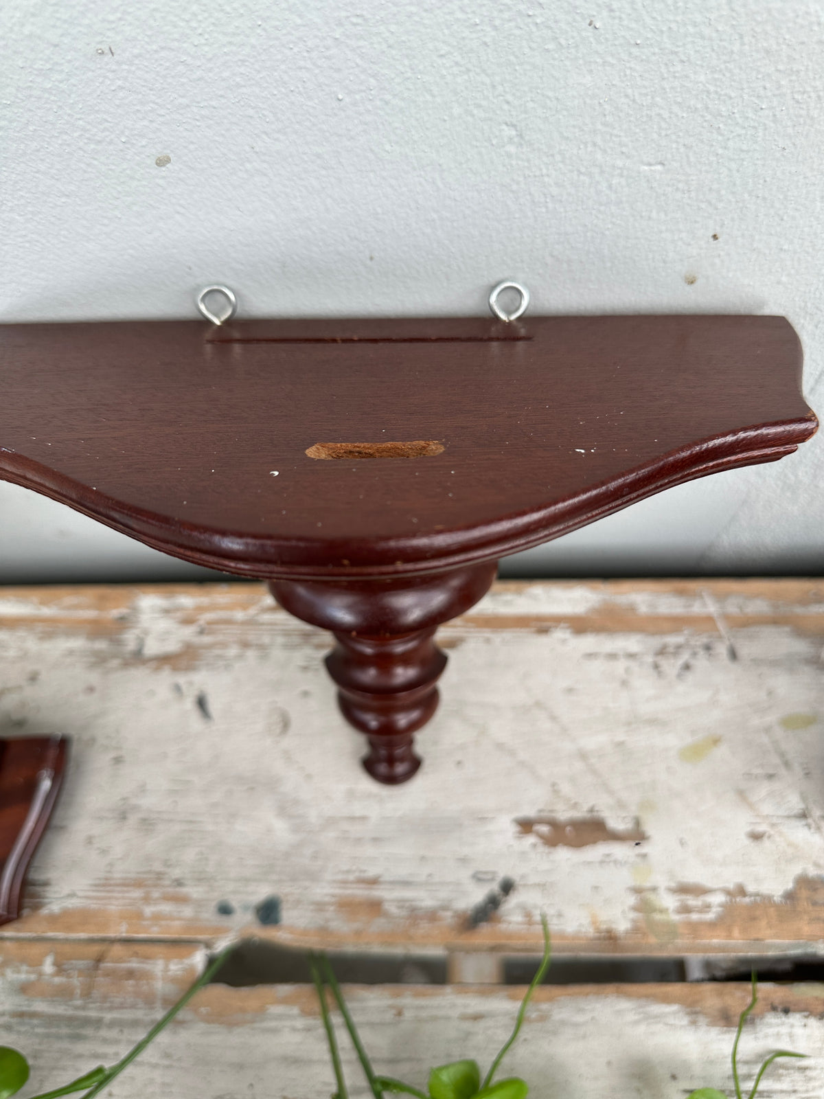 Wooden plinth as shelf