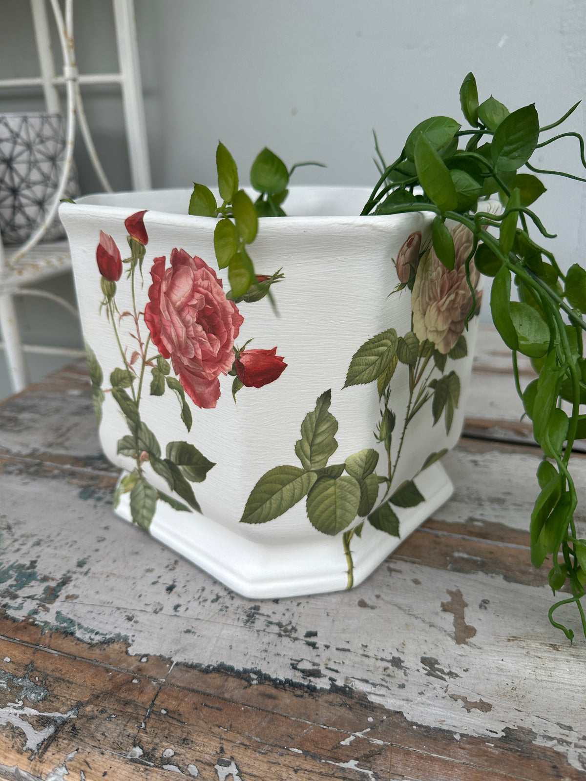 Planter re-loved with Florals