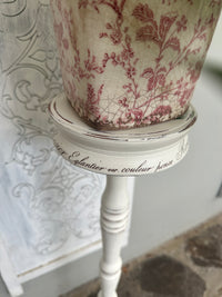 Tall Wooden Stand White & Floral