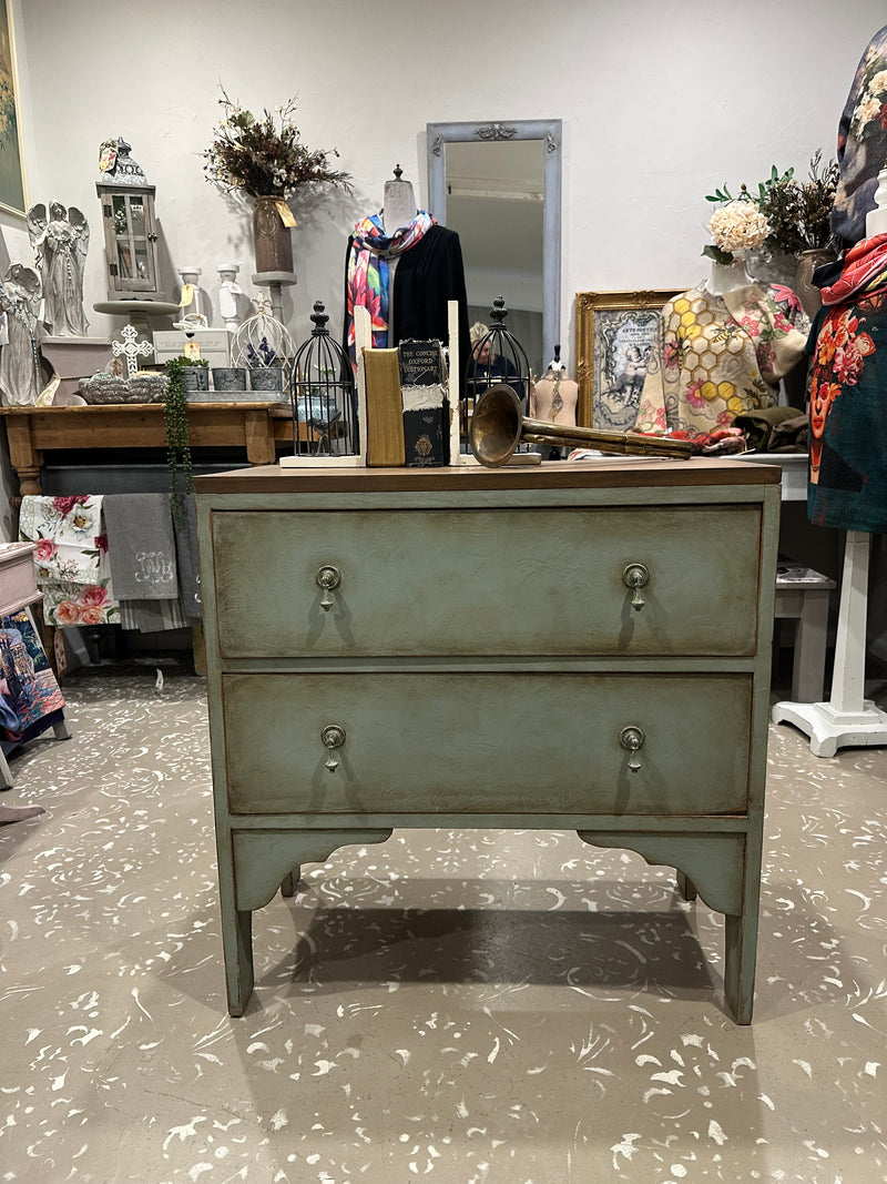 Primitive Vintage sideboard drawers in rustic Duck Egg