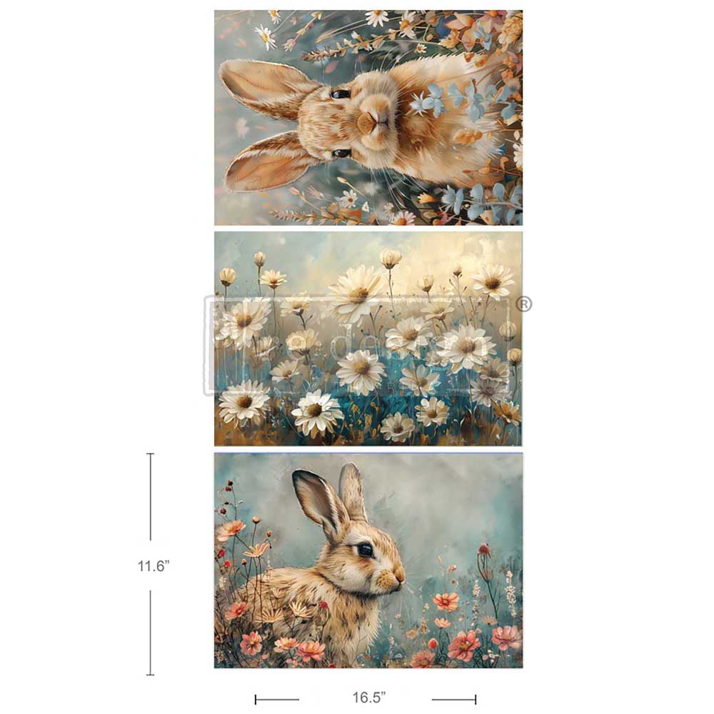 Garden Bunny Tales A3 Fiber Decoupage Paper 3 sheet