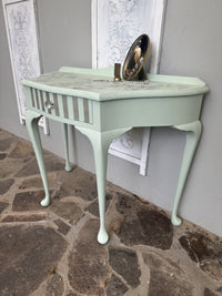 Mint & Silver Bird Demi Lune Table