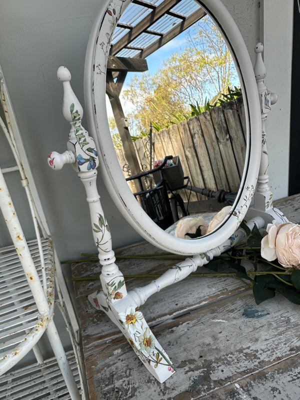 Freestanding dresser mirror in rustic Seamist