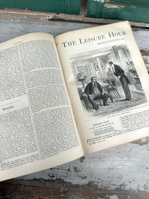 Vintage book large "The Leisure Hours 1878 London"