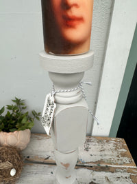 Wooden Candle stick Grey - painted ex the PMV studio