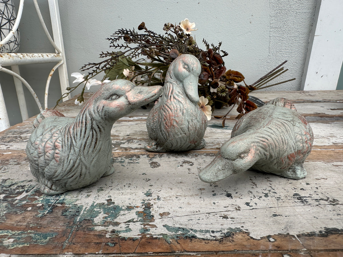 Set of 3 ducks in Copper Patina