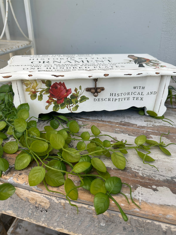 White Floral and Bird jewelry box