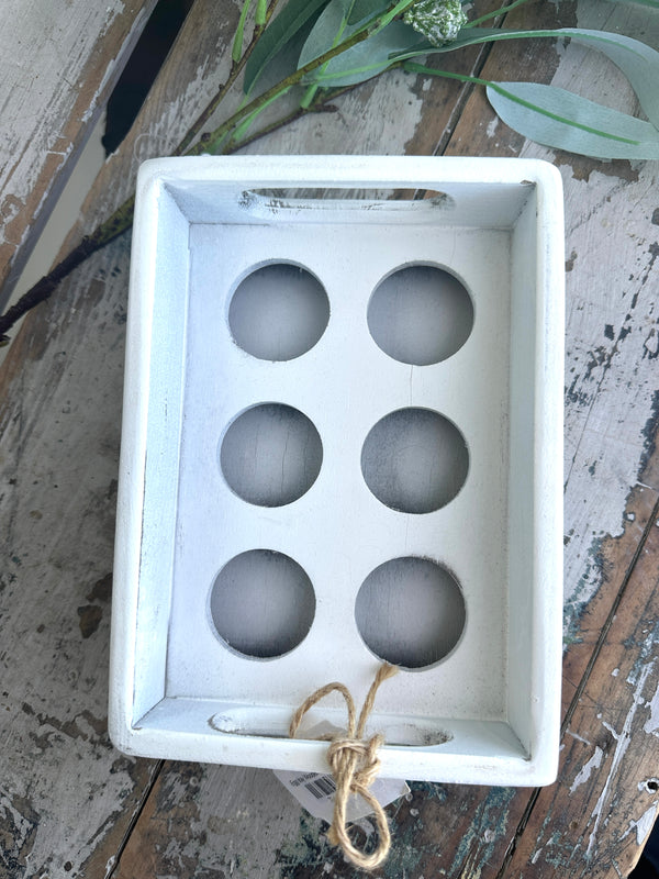 Egg tray Wooden small White