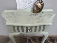 Mint & Silver Bird Demi Lune Table