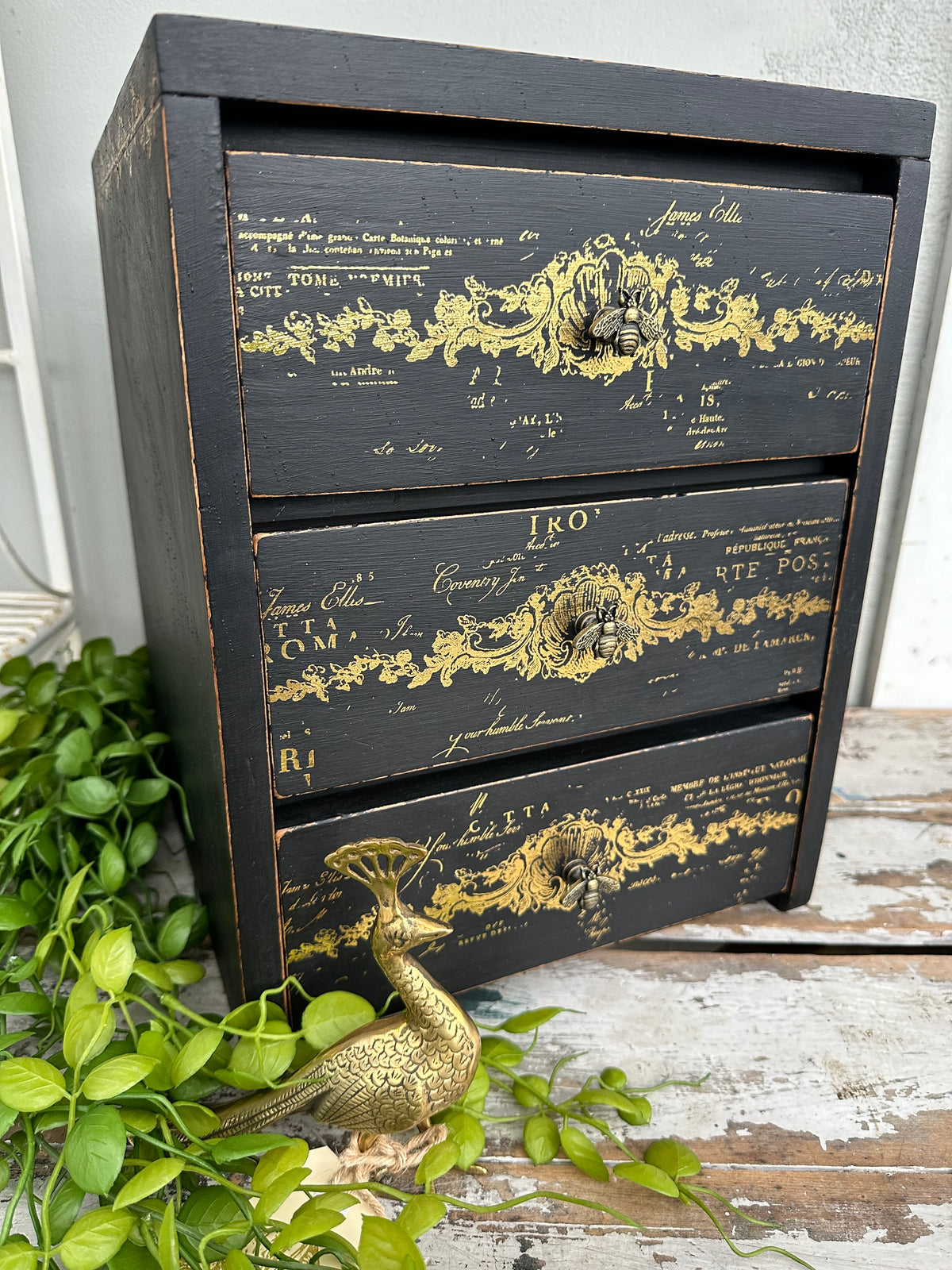 Carbon Black & Gold Storage Drawers